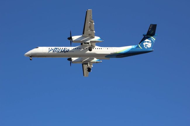 An Alaska Airlines aircraft. Know your discount as a military personnel if you book with them