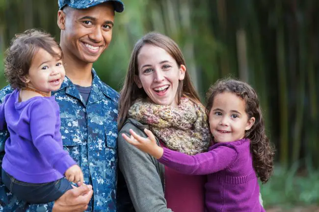 military man and family