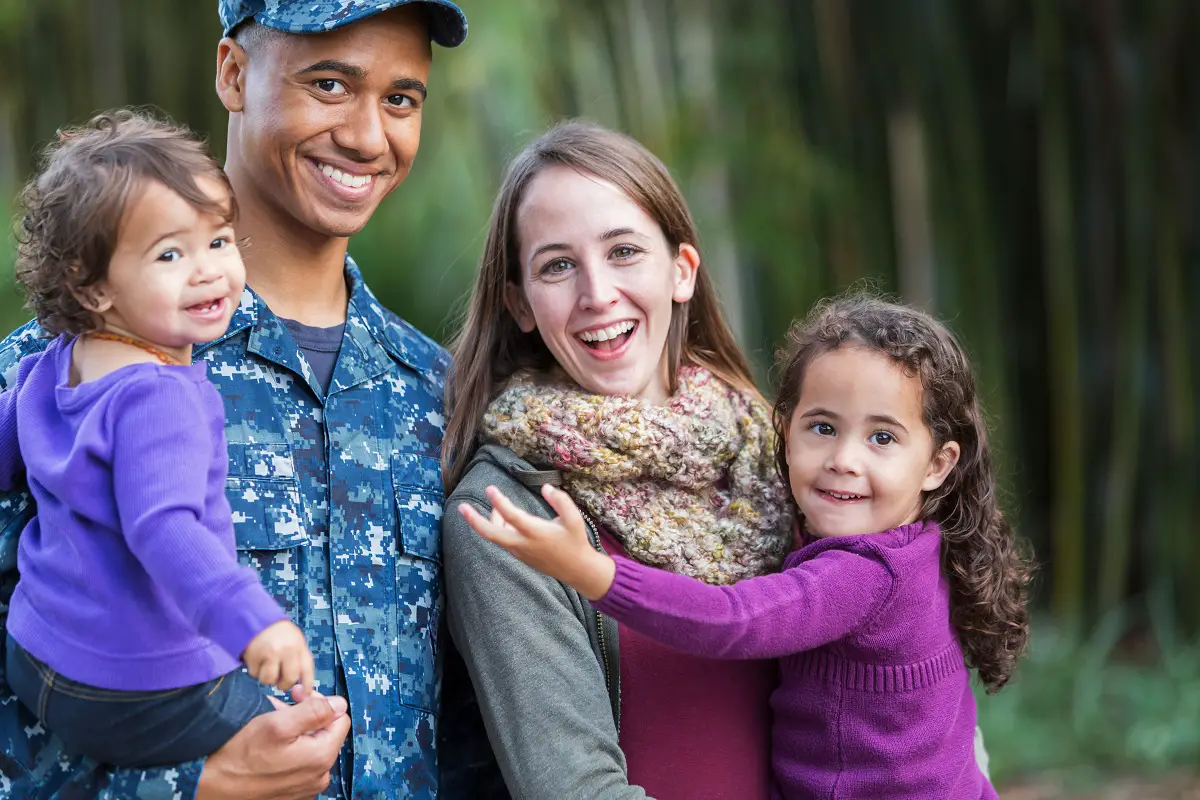 military man and family