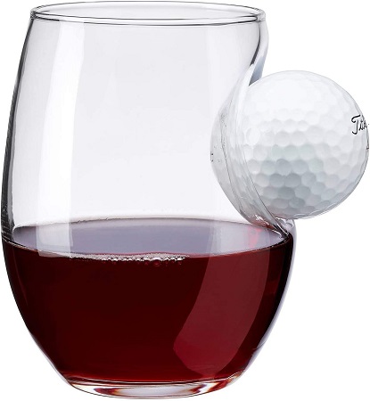 Golf ball decorated Wine Glass